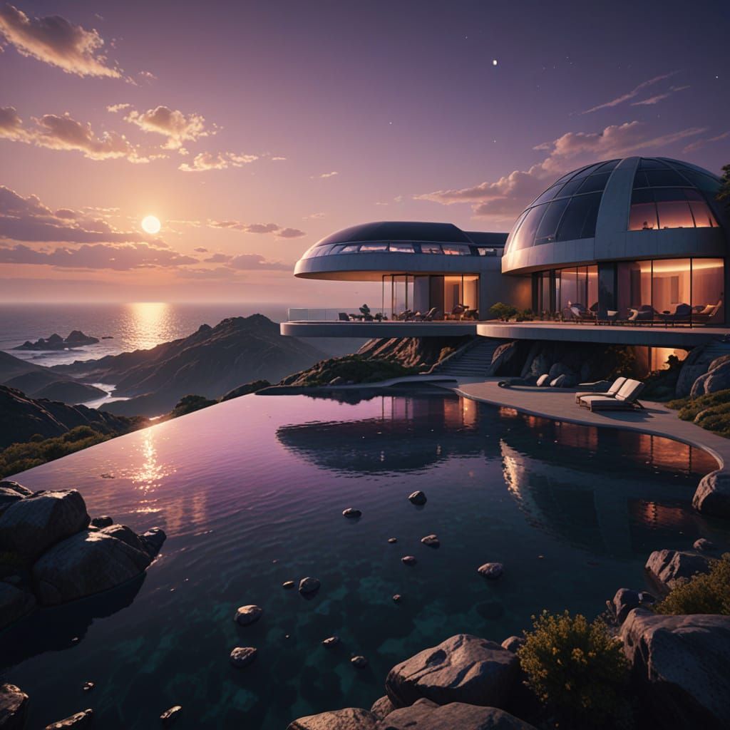 Futuristic Villa on a Distant Exoplanet Coastal Retreat in C...