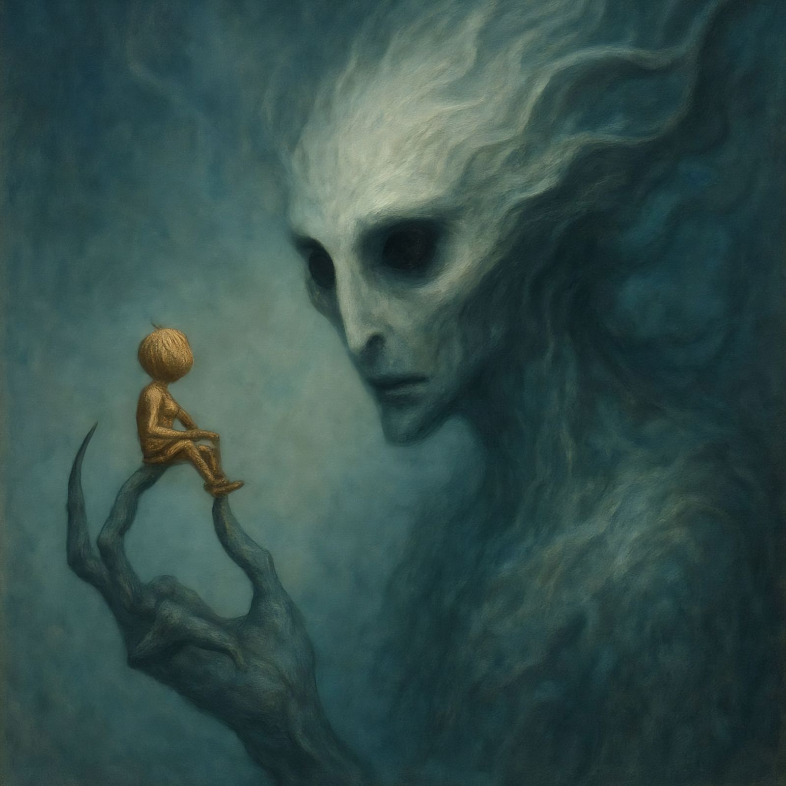 Ethereal Creature Contemplates Straw Man