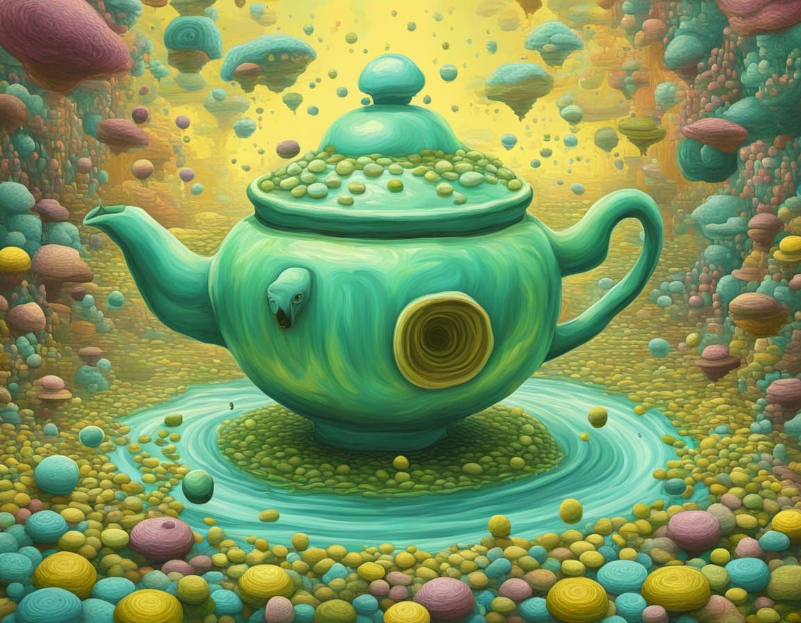 Abstract Surrealism Painting Of Thunderbird And Flowers