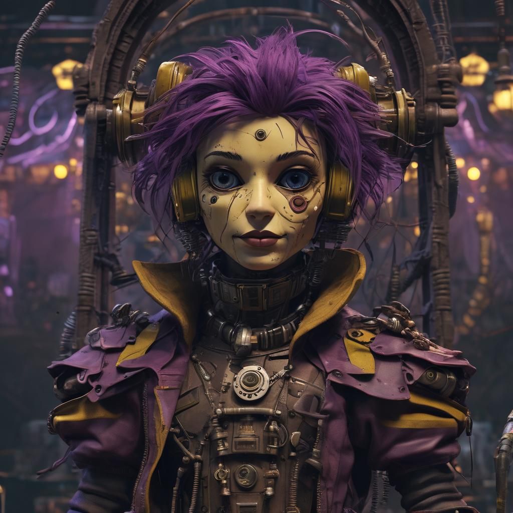 Cyberpunk Puppet in Dark Fantasy Style
