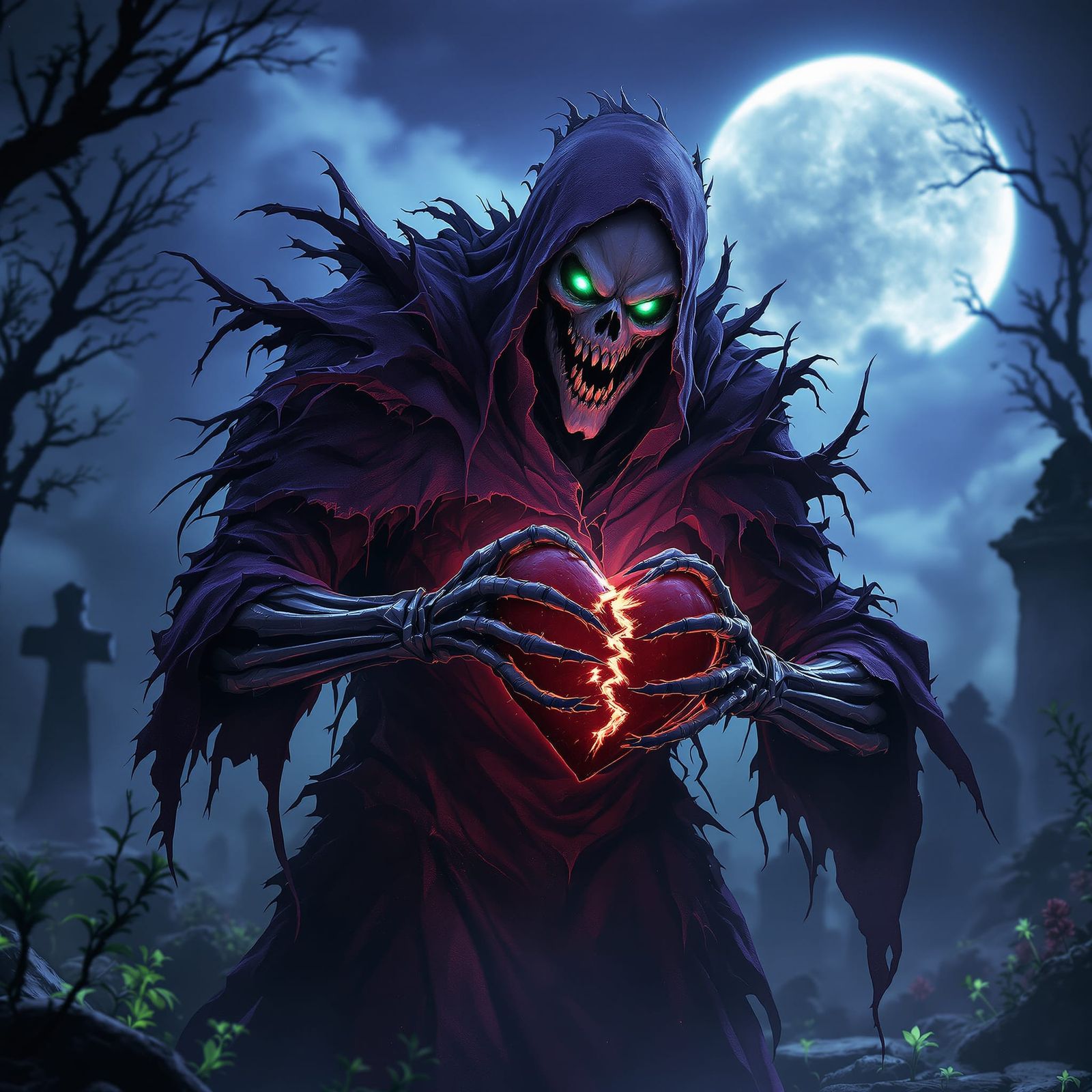 Ghoulish Demon Necromancer with Shattered Heart