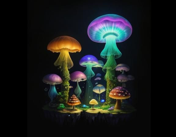 Jellyfish in Toadstool Forest: Beatrix Potter Style