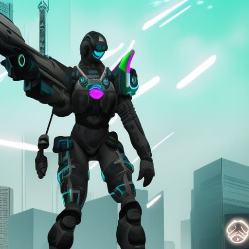 Futuristic Cyber Hunter in Cyberpunk Style