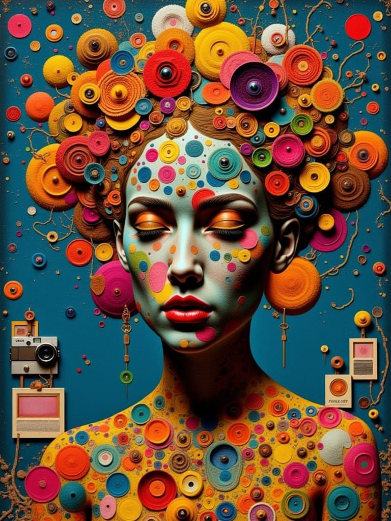 Surreal Mosaic Goddess in Cubist Glitch Art