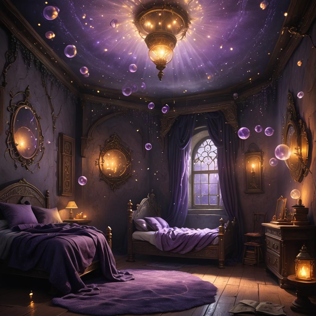 Magical Medieval Chamber with Firefly Bed