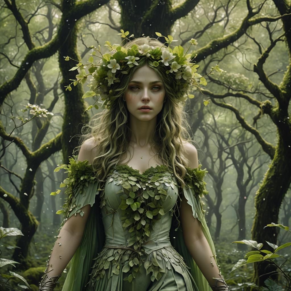 Enchanted Forest Dryad in Harmony with Nature