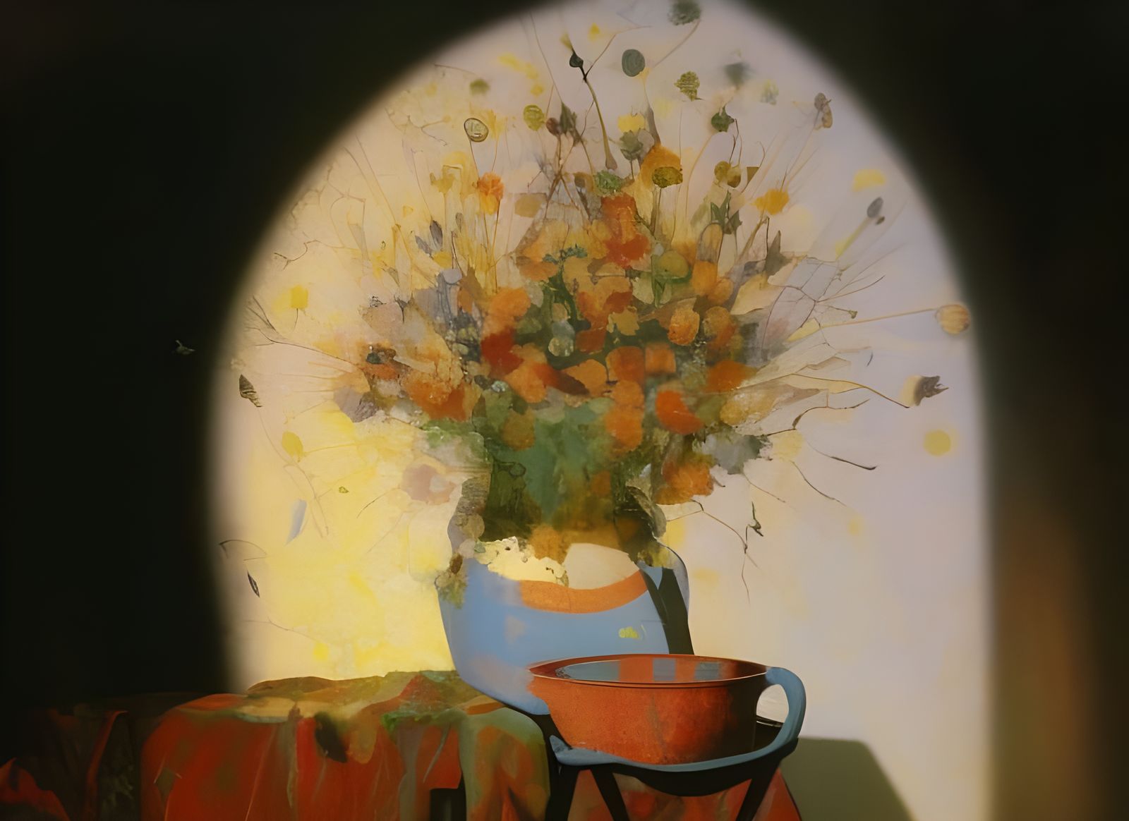 Radiant Dry Flower Bouquet, Hyperreal Painting