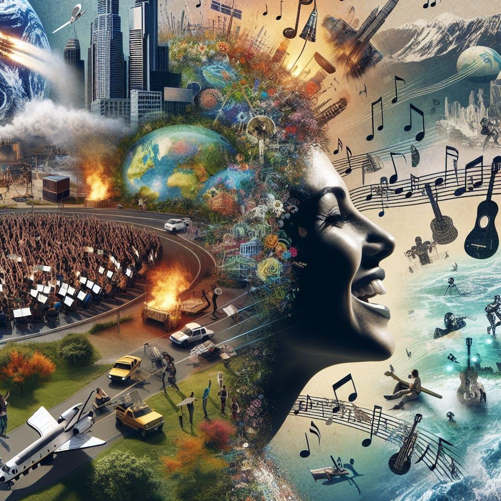 Fusion of Poetry and Rock and Roll in Vivid Double Exposure