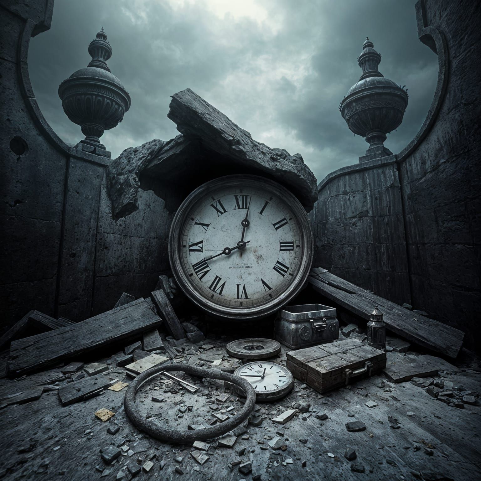 Melting Clock Time Portal: Surreal Photorealistic Art