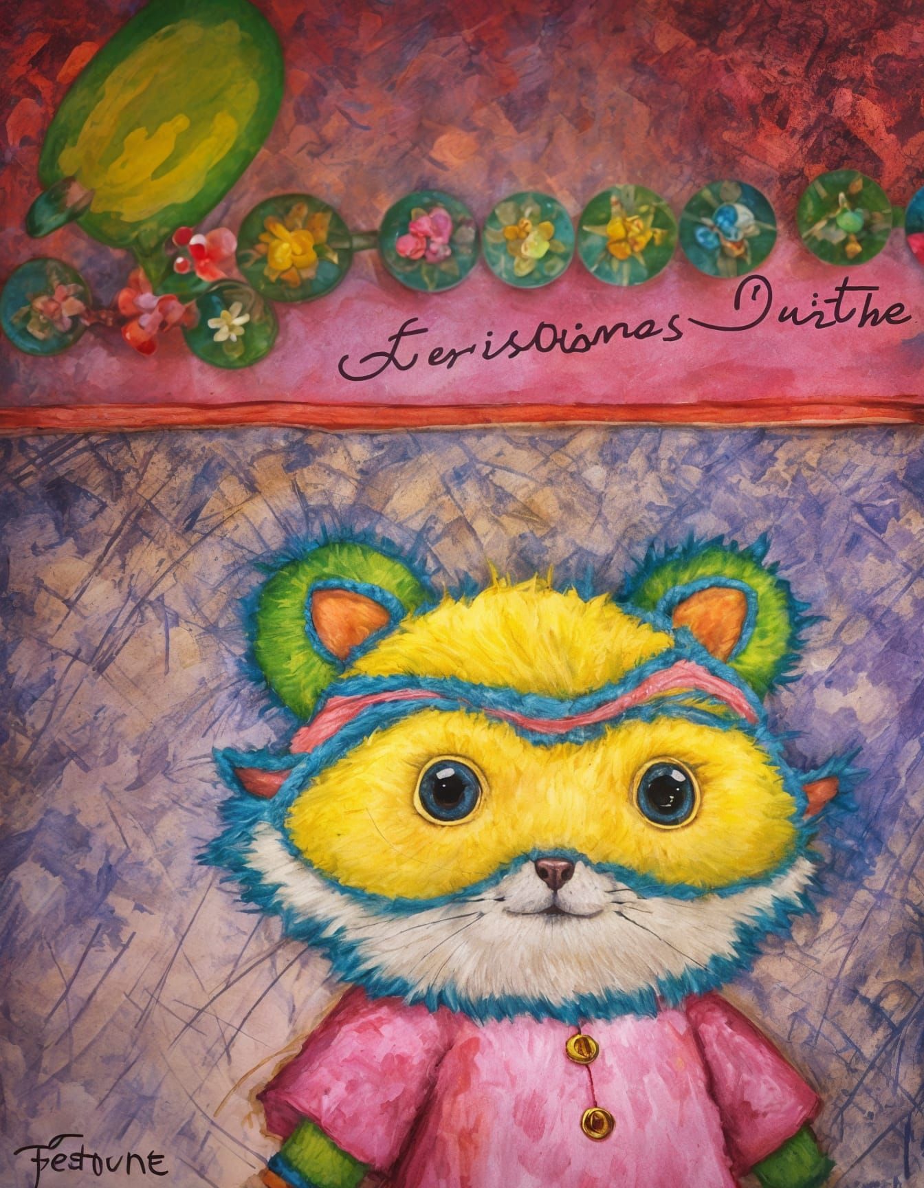 Whimsical Ferret in Winter Wonderland