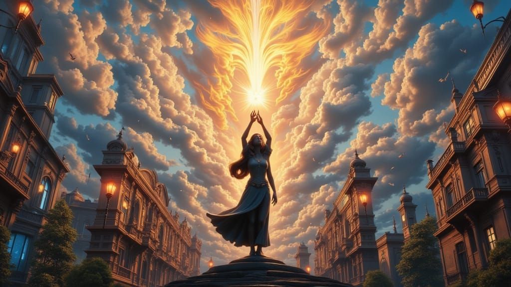 Figure Reaching for Sky Concept Art