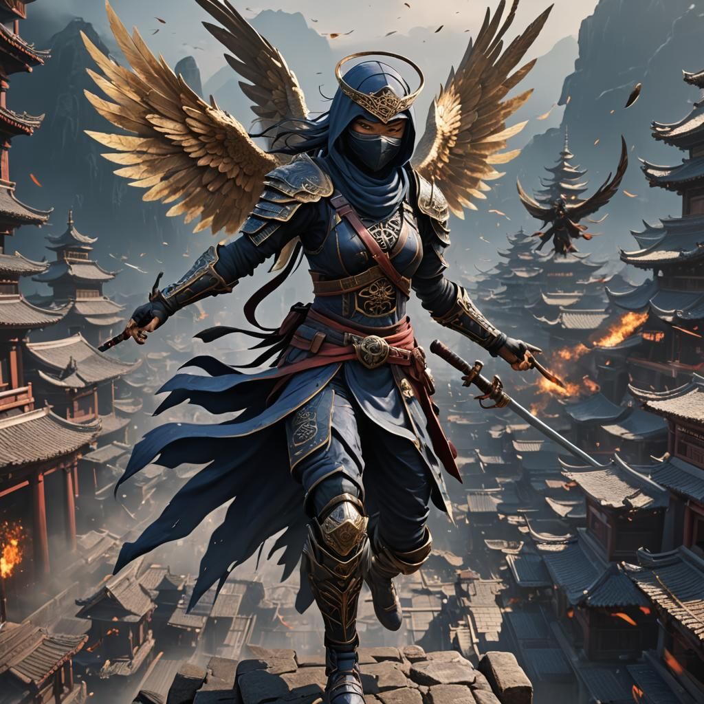 Ninja Angel in Detailed Matte Painting