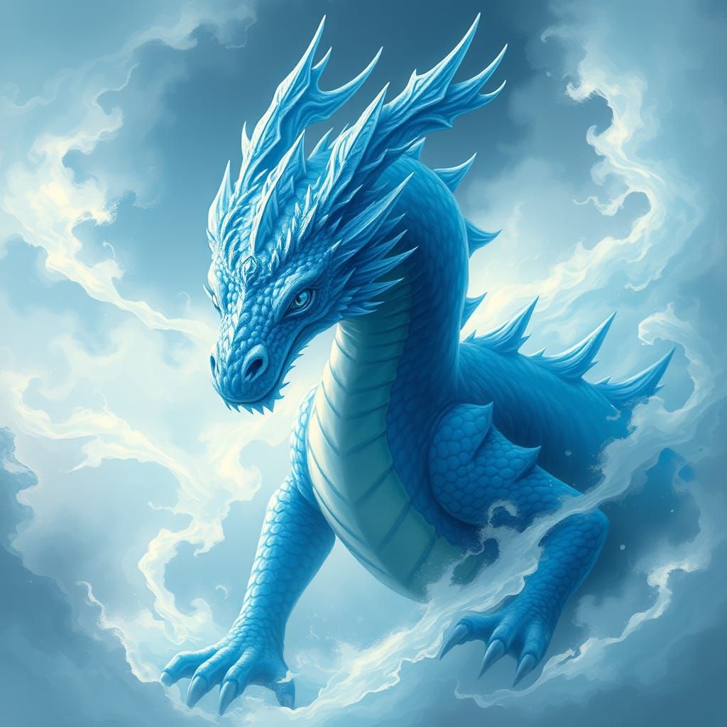Mystic Blue Dragon Unveiled in Ethereal Splendor