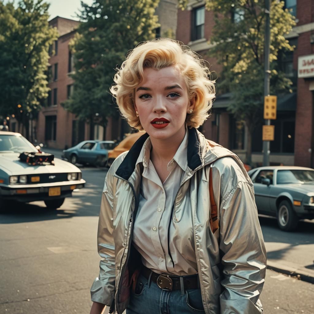 Marilyn Monroe as Marty McFly: Cinematic Film Still