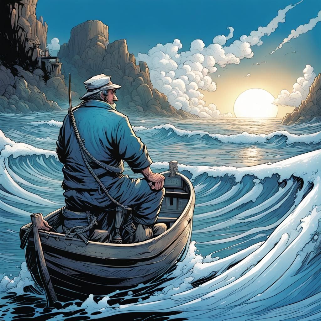 Fairytale Comic Art: Blue Sea and White Foam