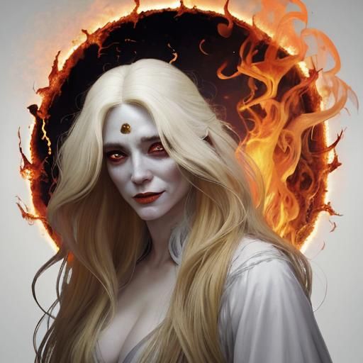 Sensual Demons with Old Man in a Fiery Fantasy