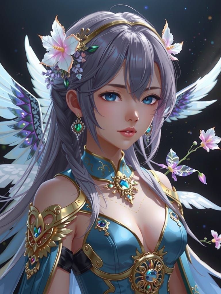 Celestial Being with Crystal Hibiscus Bouquet