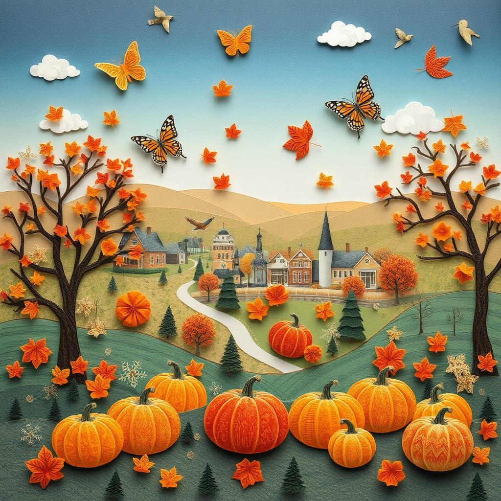 Victorian Town in Paper Collage Art