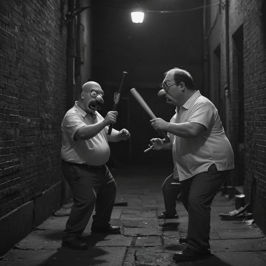 Homer vs. Peter: Film Noir Alley Fight