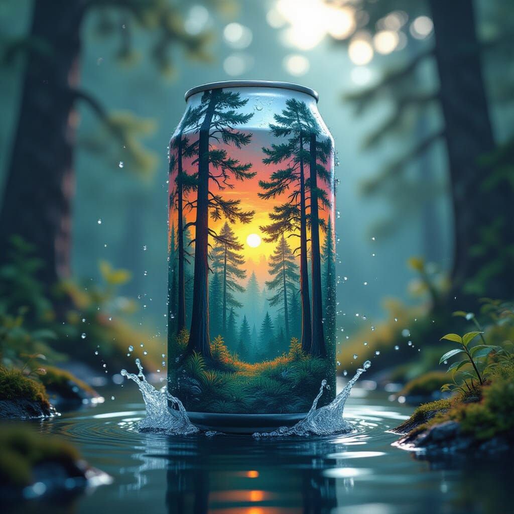 Temperate Forest Soda Can in Splash Art Style
