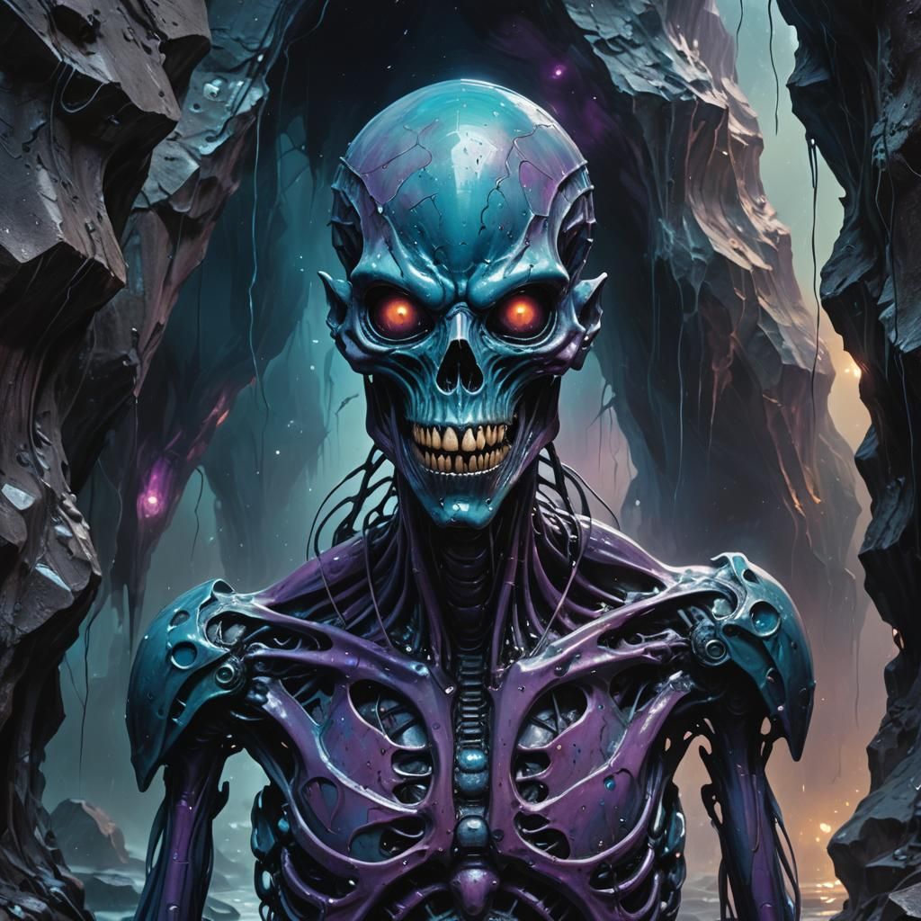 Biomechanical Human-Alien Hybrid in Giger-esque Style