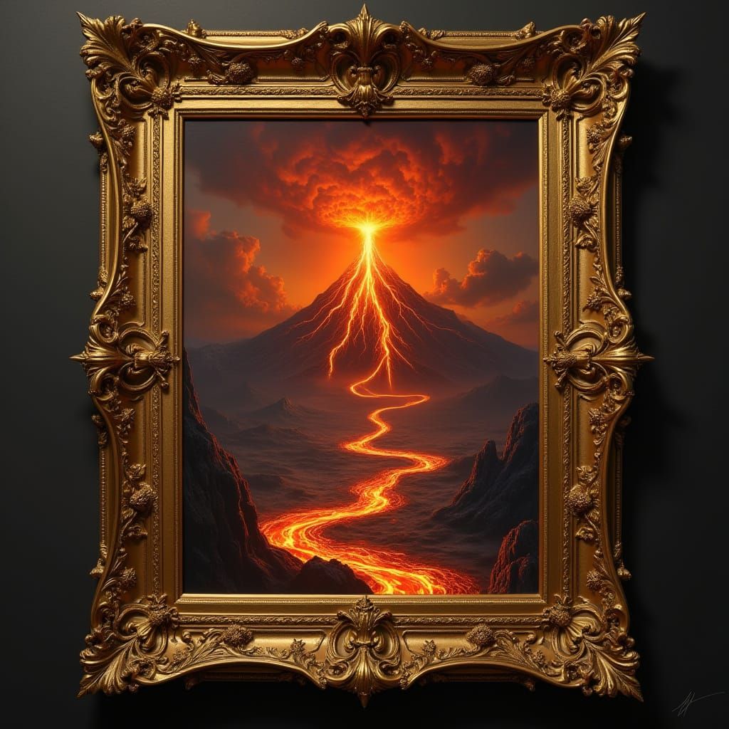 Surreal Baroque Volcano Artwork Blends Fantasy and Reality