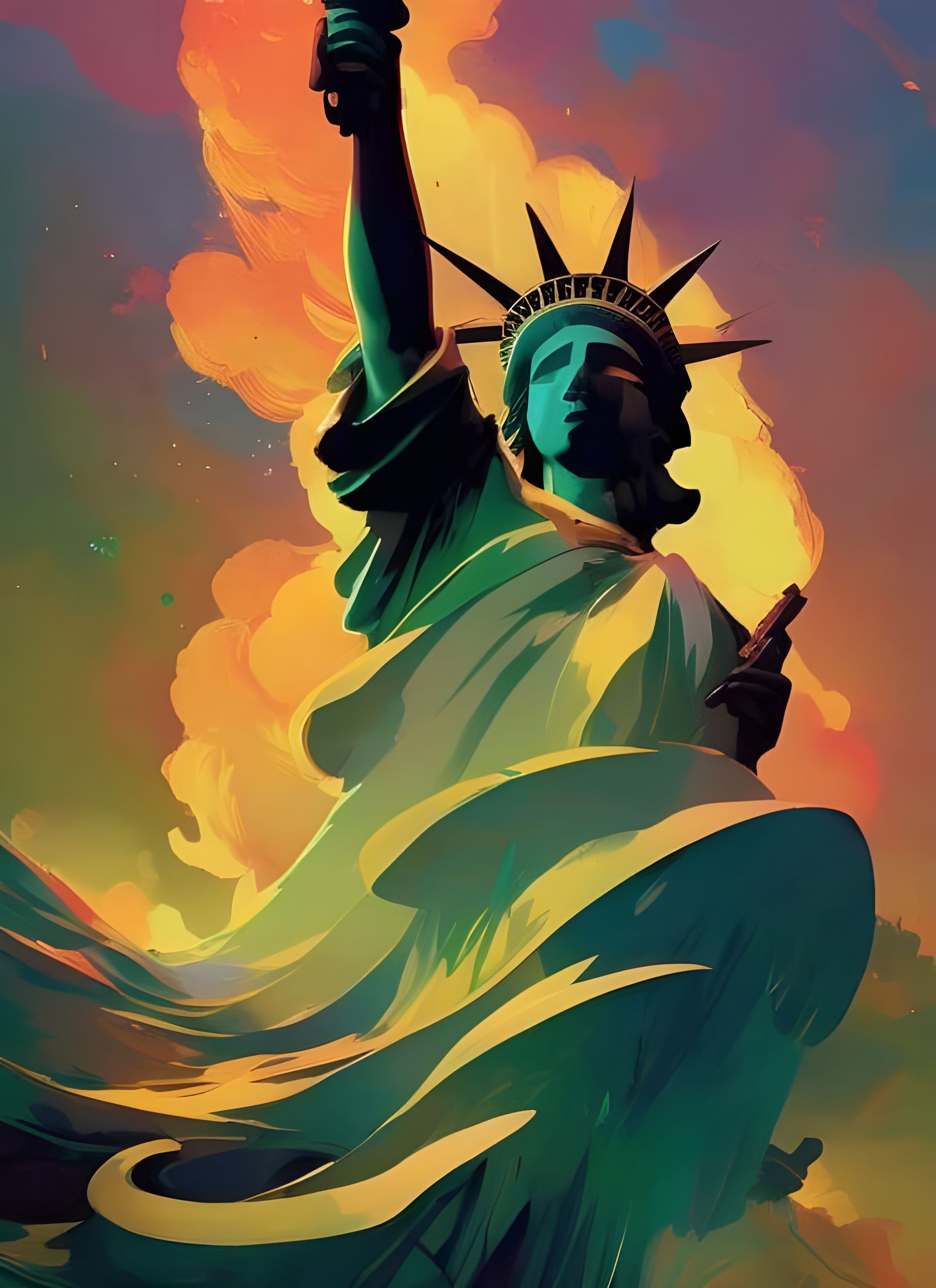 Elemental Freedom Spirits as Composite Art Poster