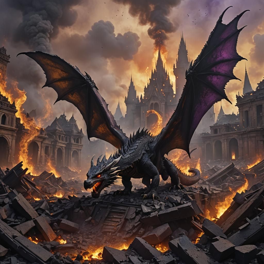 Ashen Dragon Emerges from Charred Ruins