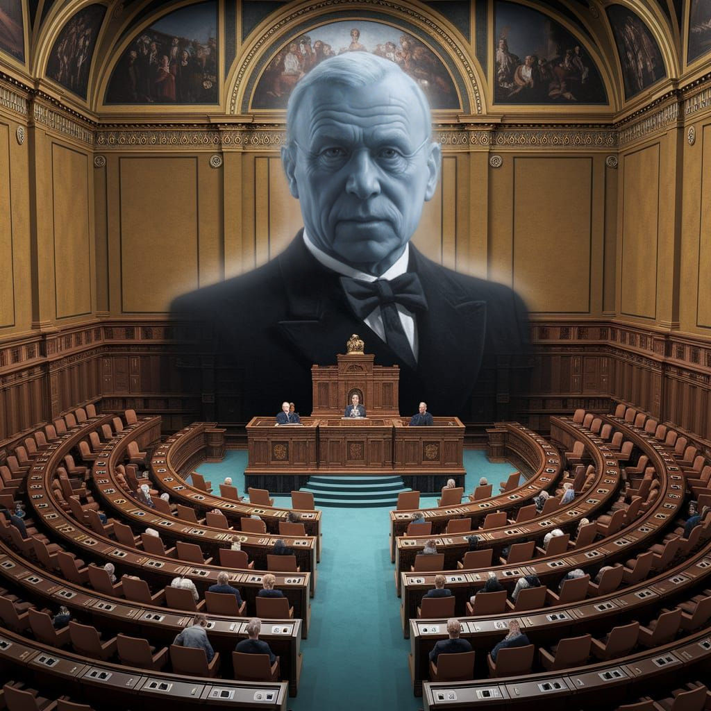 Finnish President's Ghostly Figure Watches Parliament Debate...