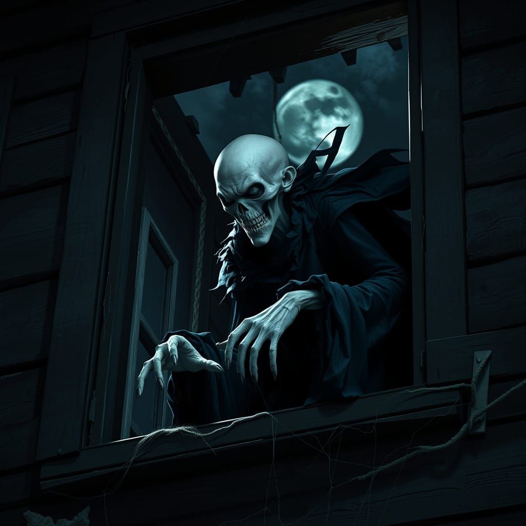 Spectral Figure Emerges from Decaying Abode in Dark Fantasy...