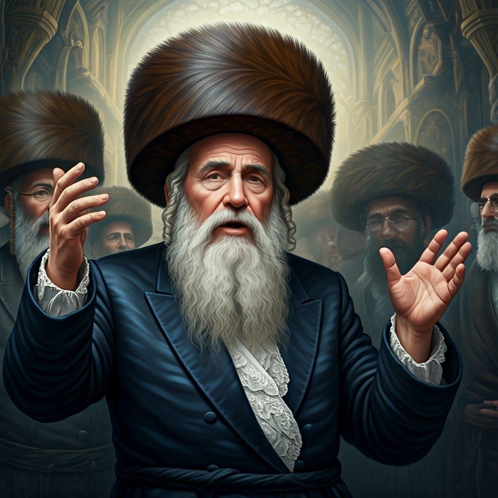 Hasidic Man Singing in a Fantastical Landscape
