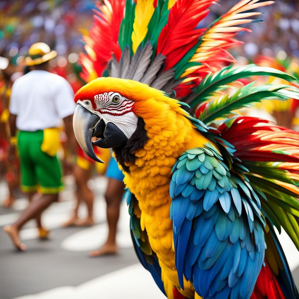 Macaw Bird in Brazilian Samba Carnival