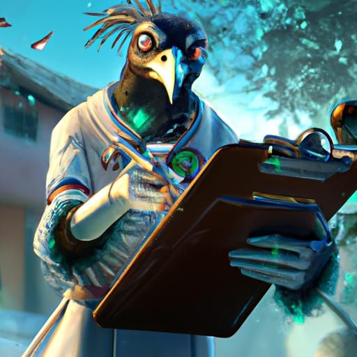 Humanoid Crow Doctor in Dark Fantasy Style