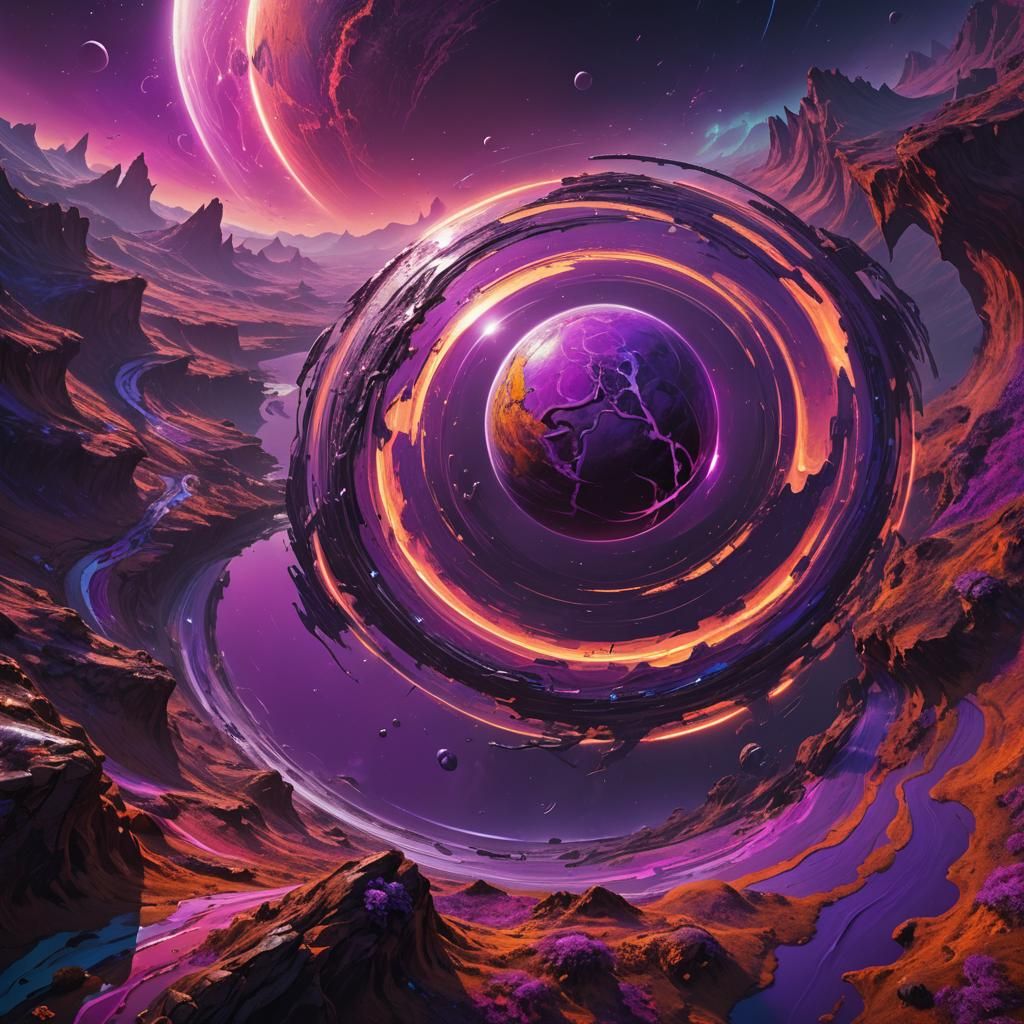 Sci-Fi Planet with Orbiting World: Concept Art