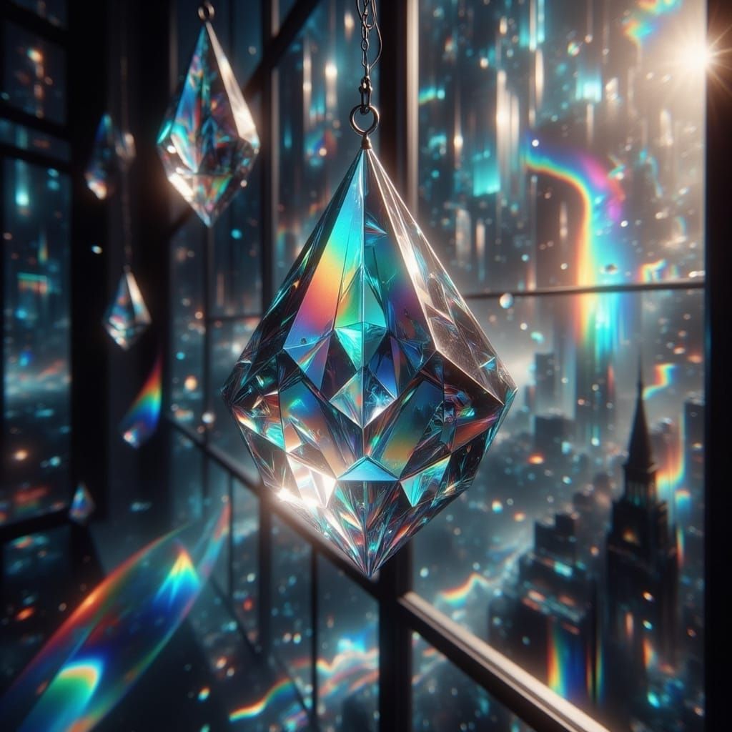 Crystal Sun Catcher in Vibrant Hyper-Realism
