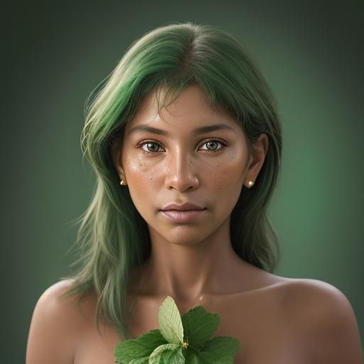 Mint Chocolate Woman Portrait in Studio Lighting