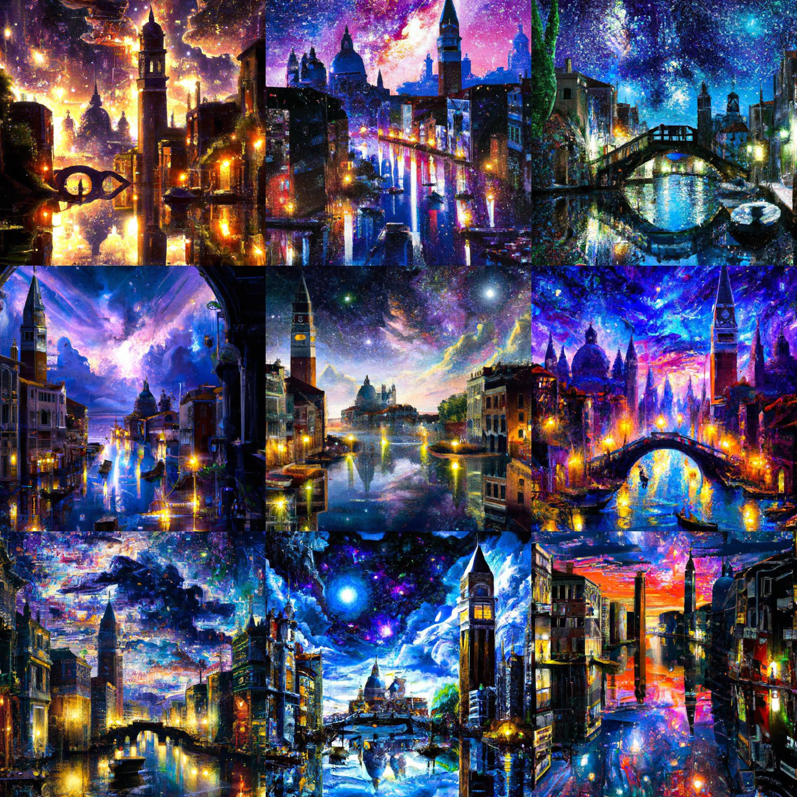 Dark Gothic Venice with Galactic Canals