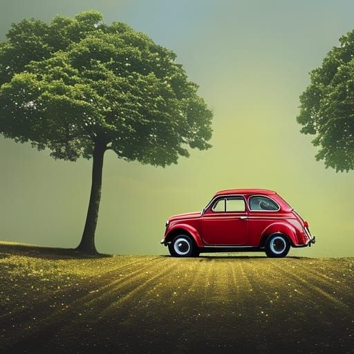 Fiat 500 with Christmas Tree: Action Painting