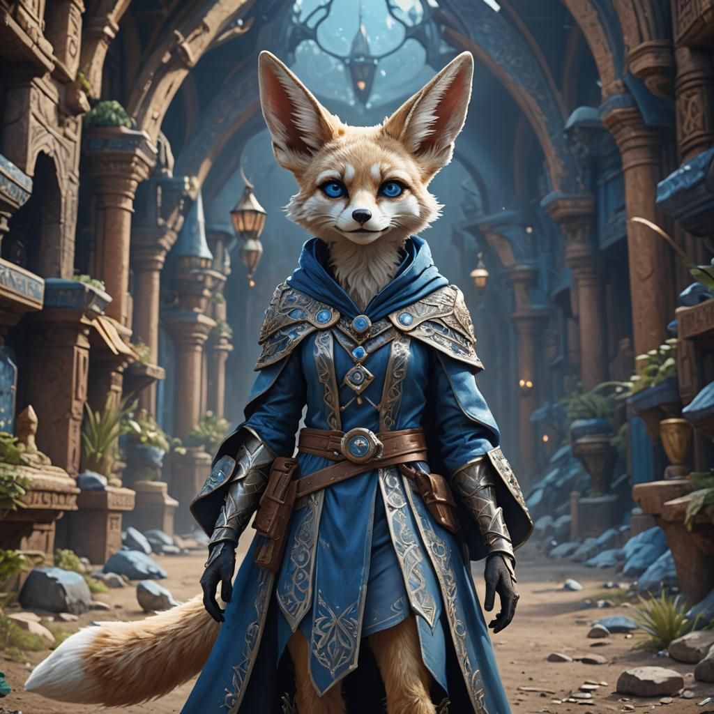 Fennec Fox Sorceress in Detailed Fantasy Art