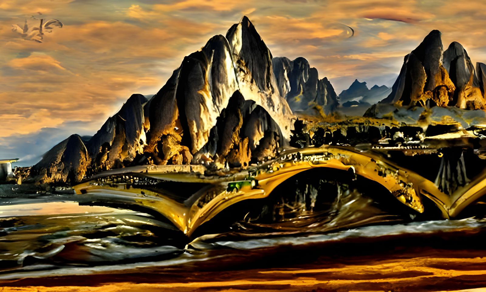 Hyperrealistic Matri River and Math Mountains Landscape