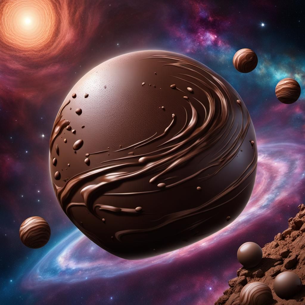 Chocolate Planet with Galactic Background