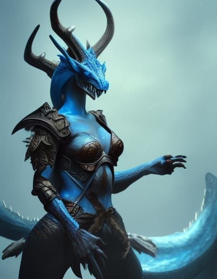 Dragonborn Martial Artist in Dark Fantasy Style