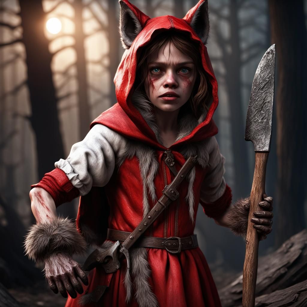 Werewolf Little Red Riding Hood with Axe