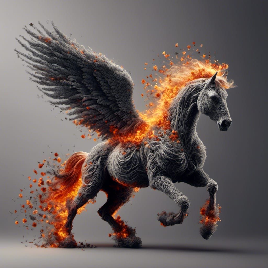 Fiery Smoke Pegasus in Flight