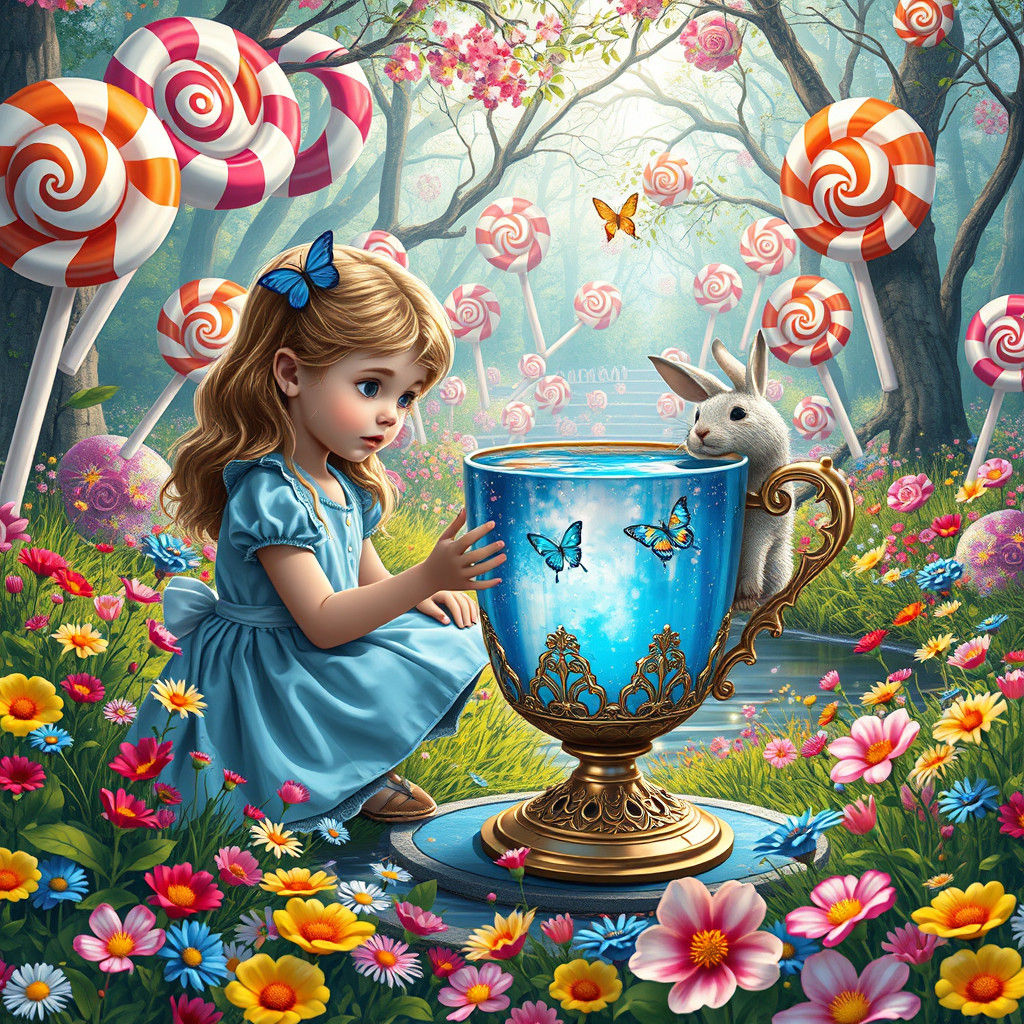 Alice in Wonderland Reflection in a Candy Forest