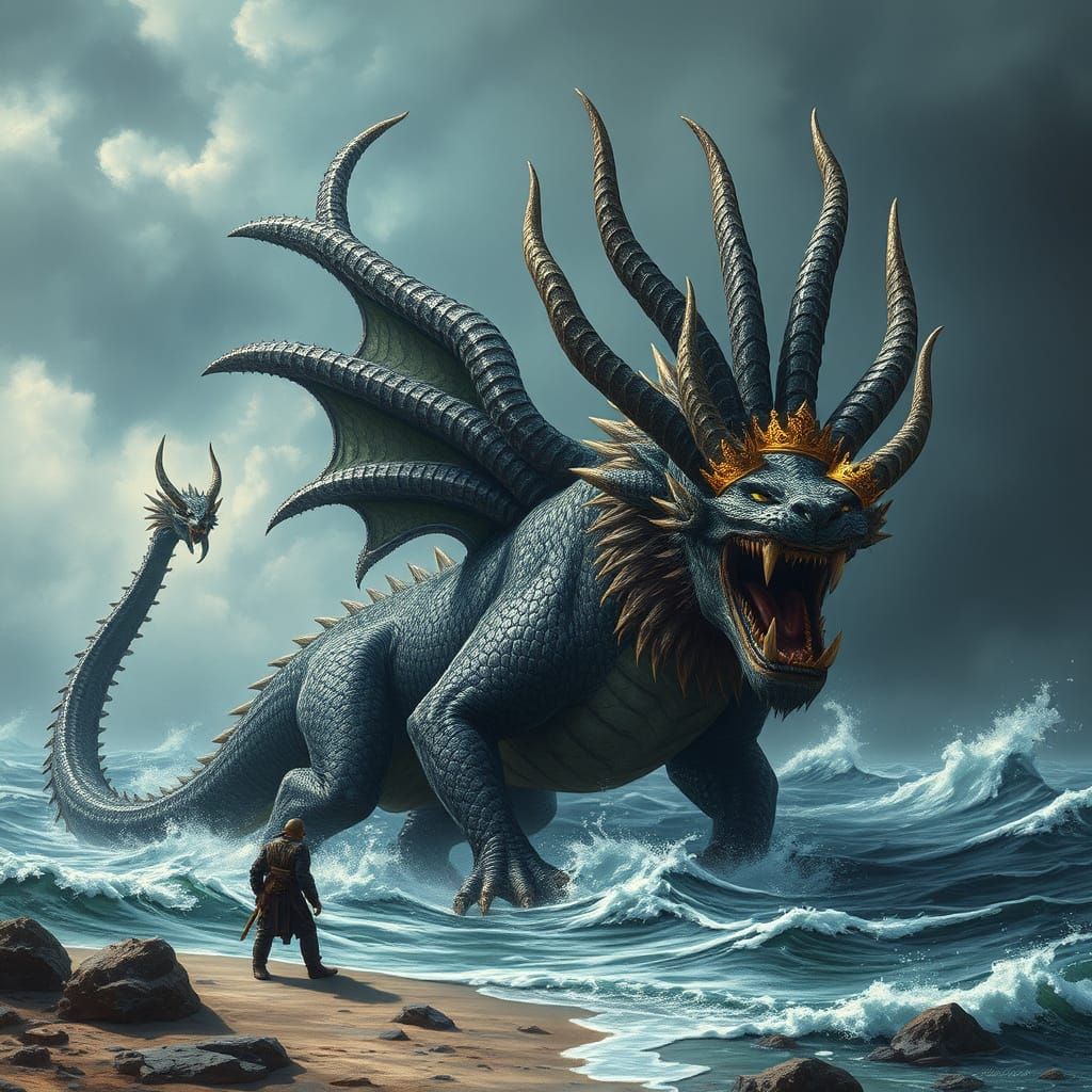 Apocalyptic Dragon Emerges from the Turbulent Sea