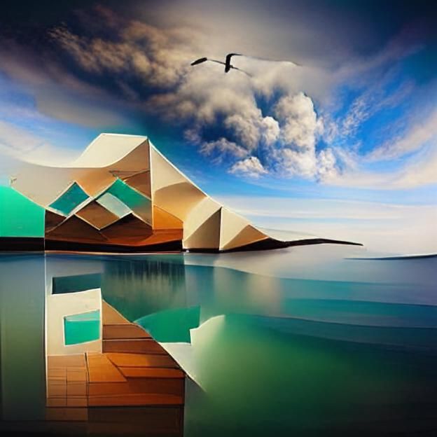 Geometric Surrealism Landscape Photography in Low Poly