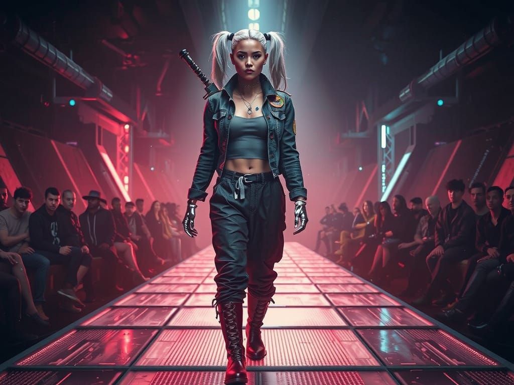 Cyberpunk Latina Supermodel Dominates Industrial Ruins Runwa...