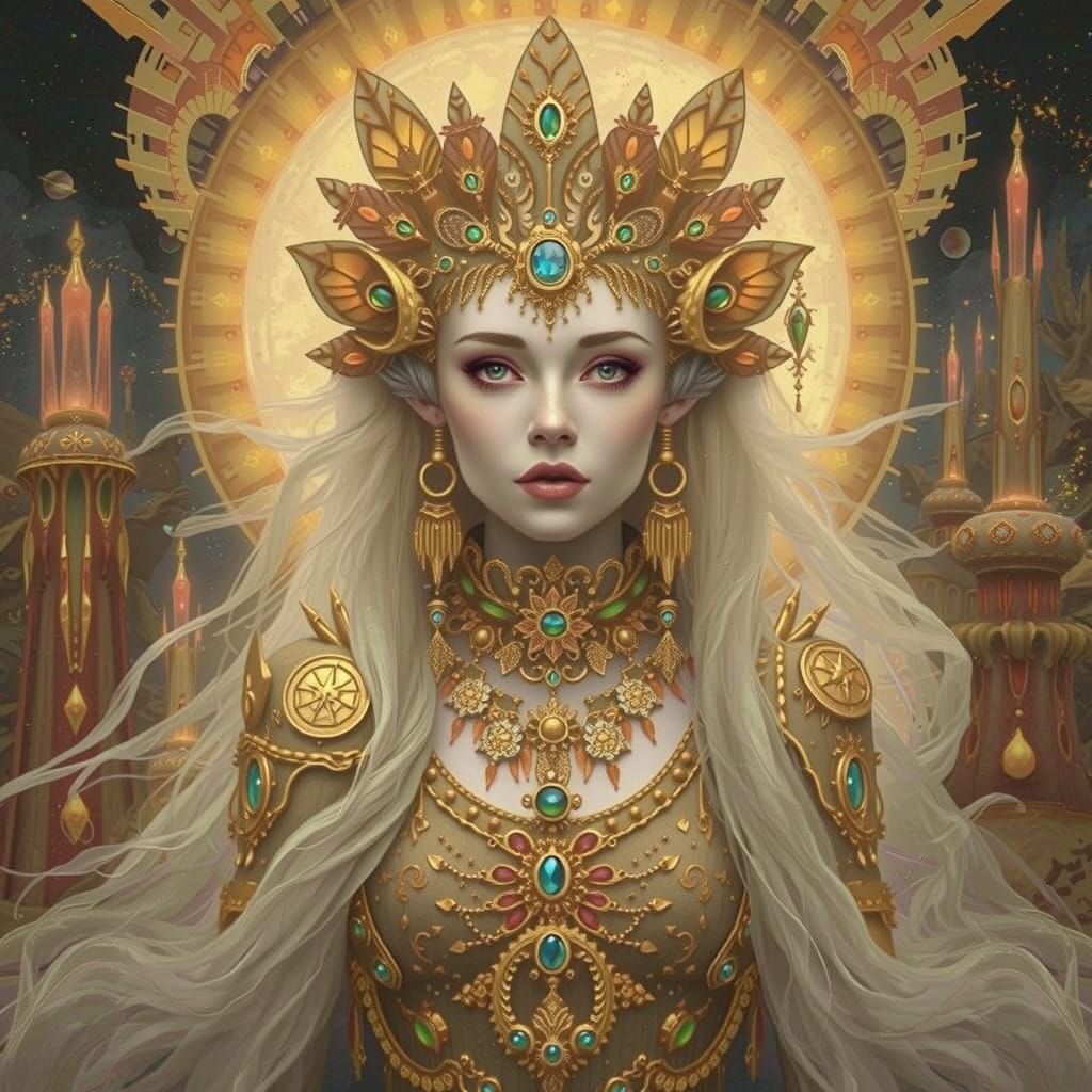 Ethereal Dreamscapes with Crystal Spires and Iridescent Wate...