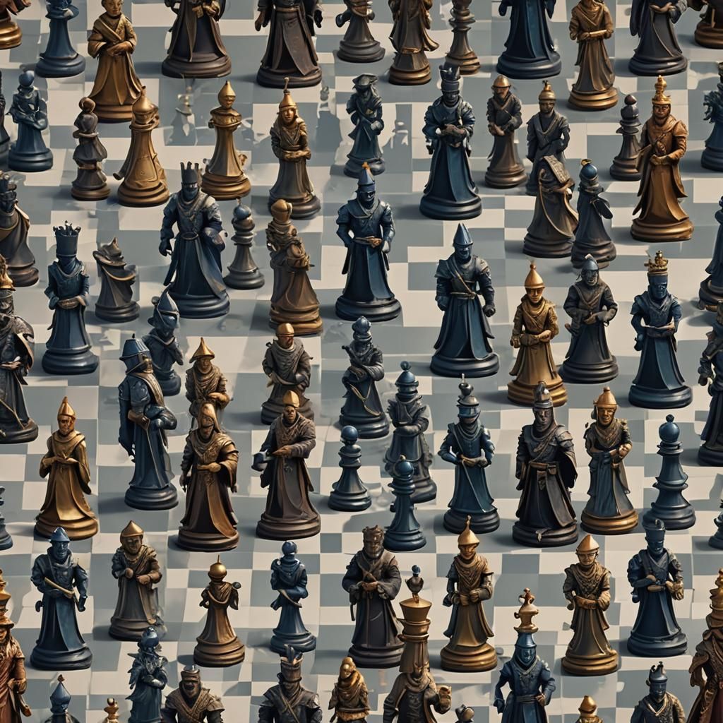 Fantastical Chess People in Detailed Digital Painting